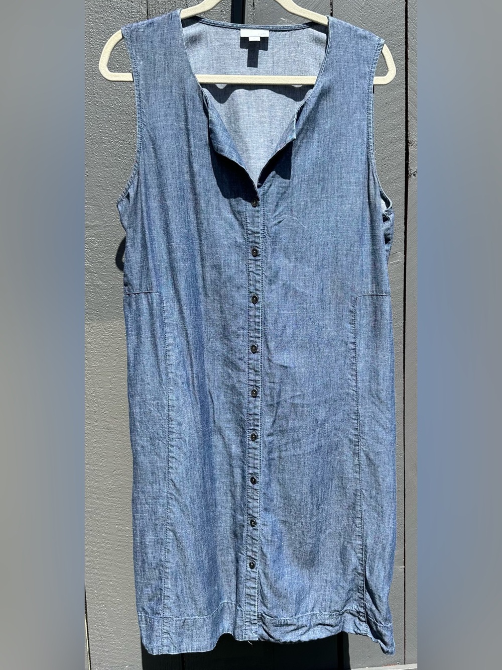 J Jill Denim Sleeveless Lyocell/Linen Dress w/Pockets L